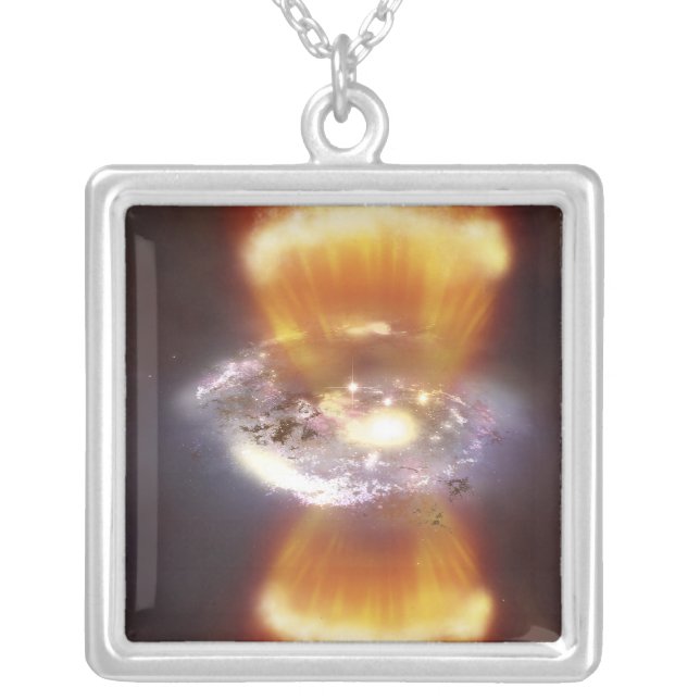 Artist concept of a galaxy silver plated necklace (Front)