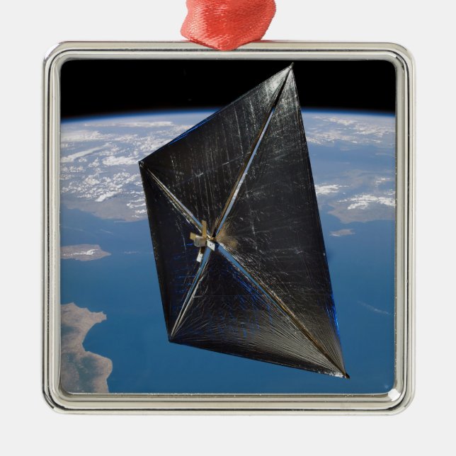 Artist concept of NanoSail-D in space Metal Ornament (Front)