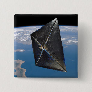 Artist concept of NanoSail-D in space Pinback Button