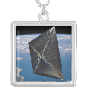 Artist concept of NanoSail-D in space Silver Plated Necklace