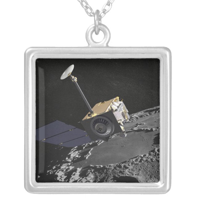 Artist Concept of the Lunar Reconnaissance Orbi Silver Plated Necklace (Front)