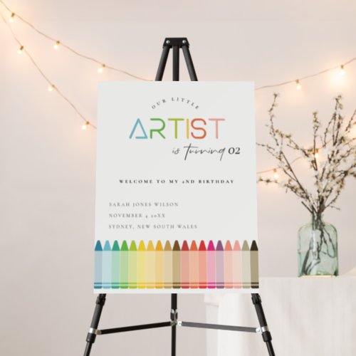 Artist Crayon Rainbow Any Age Birthday Welcome Foam Board