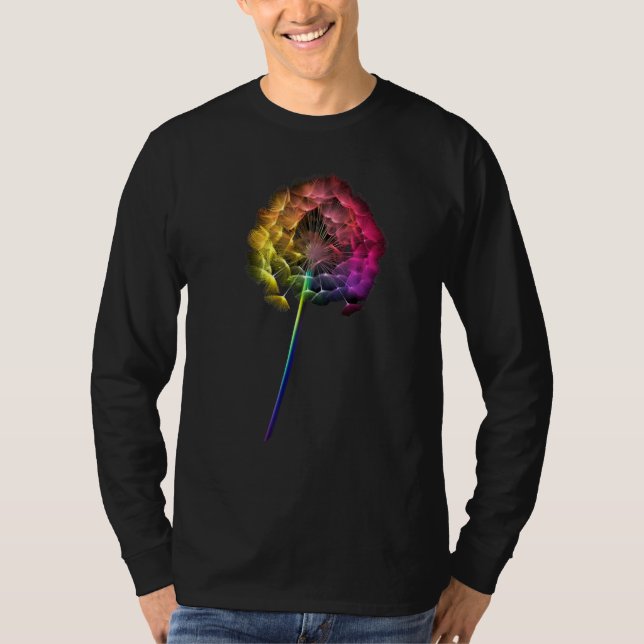 Artist Dandelion Garden Rainbow Flower T-Shirt (Front)
