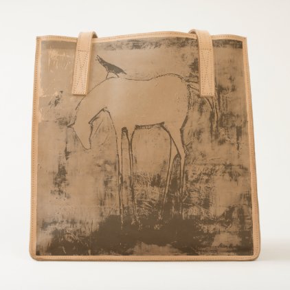 Artist designed leather tote bag