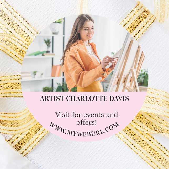 Artist designer photo QR code business Classic Round Sticker (Creator Uploaded)