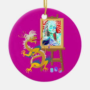 artist dragon paints your portrait on Ornament