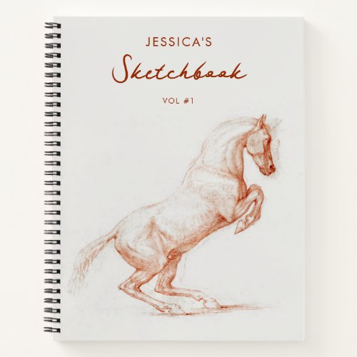 Artist Drawing Art Horse Sketchbook Custom Name  Notebook