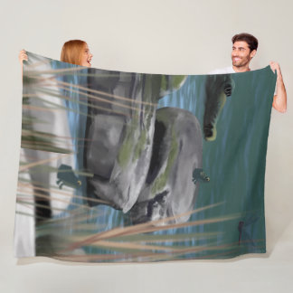 Artist-Drawn River Scene Fleece Blanket