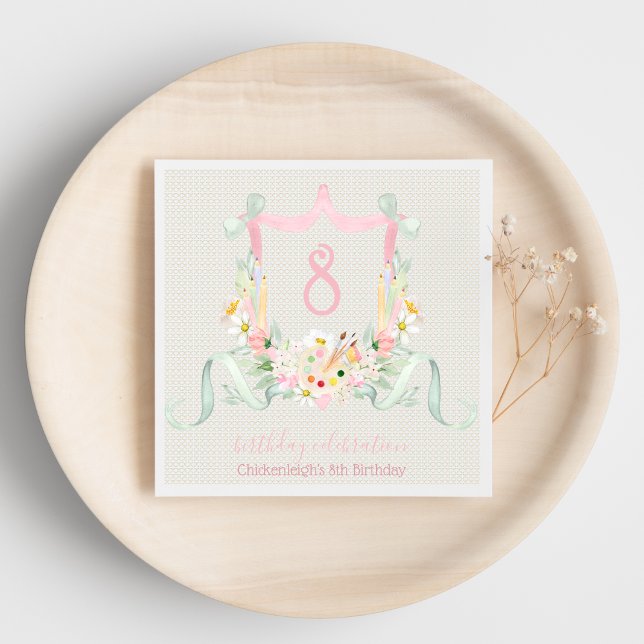 Artist Dusty Pink Greenery Coquette Birthday  Napkins (Creator Uploaded)