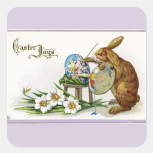 Artist Easter Bunny Lavender Square Sticker
