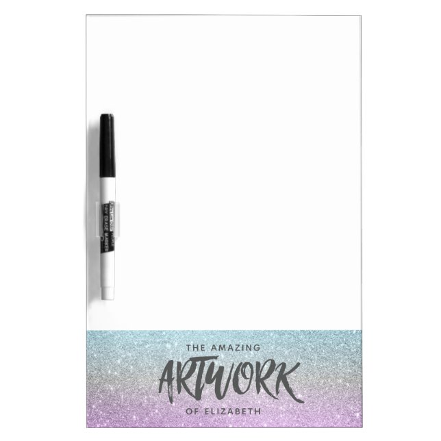 Artist Elegant Blue Purple Glitter Dry Erase Board (Front)