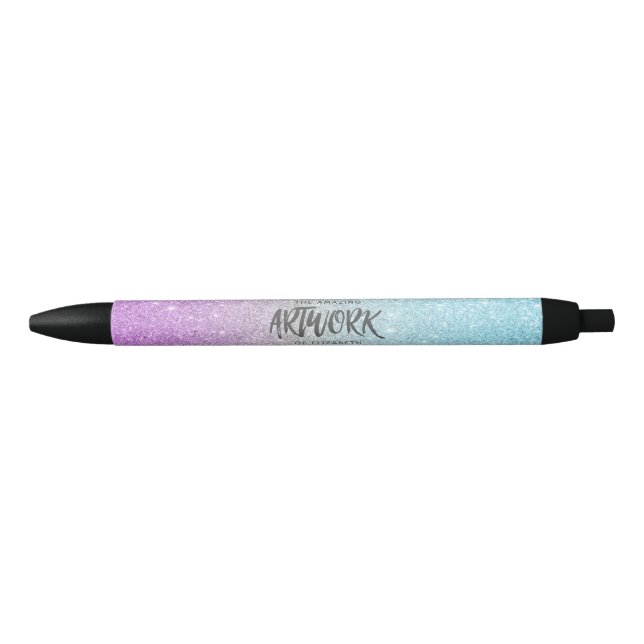 Artist Elegant Blue Purple Glitter Pen (Front)