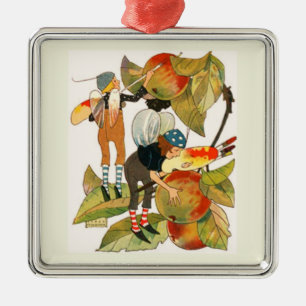 Artist Faeries Painting Fruit Metal Ornament