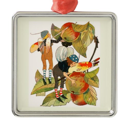 Artist Faeries Painting Fruit Metal Ornament