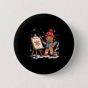 Artist Gingerbread Painter Art Teacher Student Chr Button