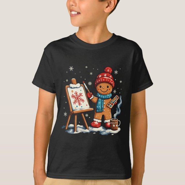 Artist Gingerbread Painter Art Teacher Student Chr T-Shirt (Front)
