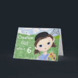 Artist Girl 6th birthday card<br><div class="desc">Cute birthday card has a girl with a paintbrush and beret,  just right for a birthday girl who's turning six</div>