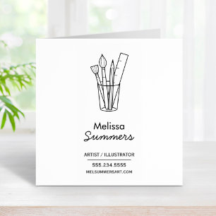 Artist Illustrator Business Contact Info Rubber Stamp