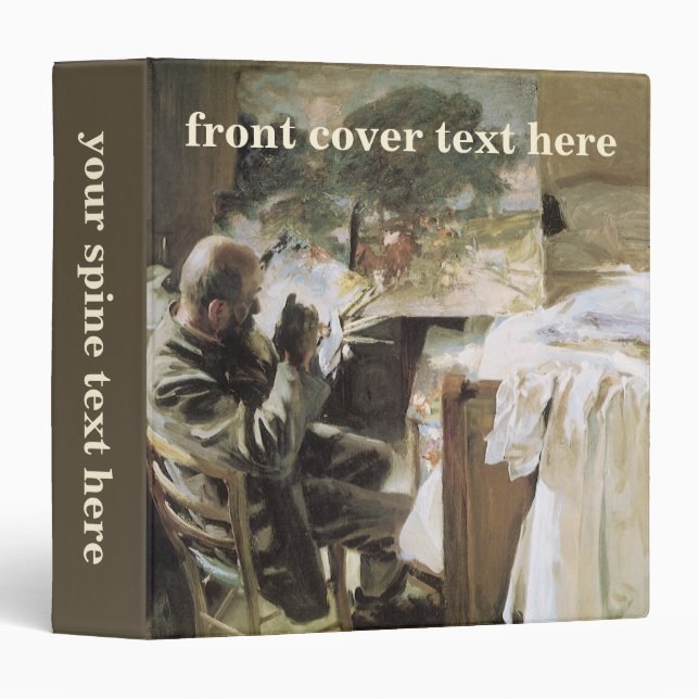 Artist in His Studio by John Singer Sargent 3 Ring Binder (Front/Spine)