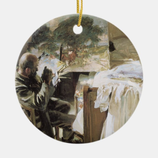 Artist in His Studio by John Singer Sargent Ceramic Ornament (Front)