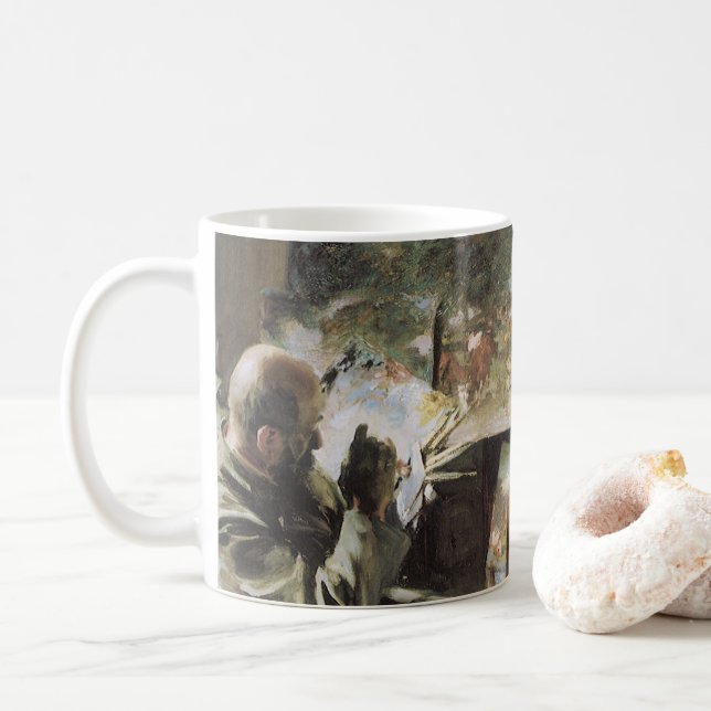 Artist in His Studio by John Singer Sargent Coffee Mug (With Donut)