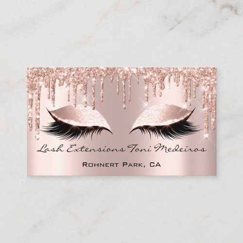 Artist Lashes Aftercare  Glitter Drips Rose Business Card