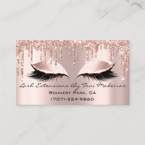 Artist Lashes Aftercare  Glitter Drips Rose PINK Business Card