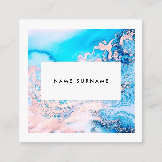 Artist Marble Pink Watercolor Square Business Card (Front)