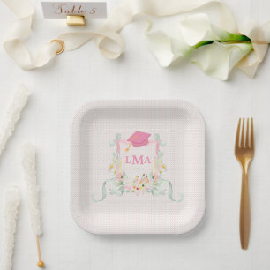 Artist Monogram Graduation Paper Plates