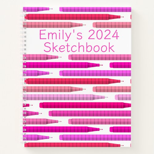 Artist Name Pink Finerliner Pens Sketchbook Note Notebook