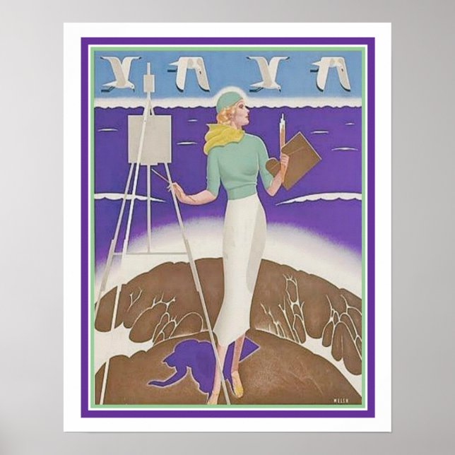 "Artist on the Beach" Will Welsh Deco Print 16x20 (Front)