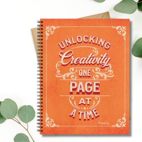 Artist Orange Creativity Quote Custom Sketchbook  Notebook