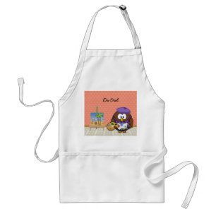 artist owl adult apron