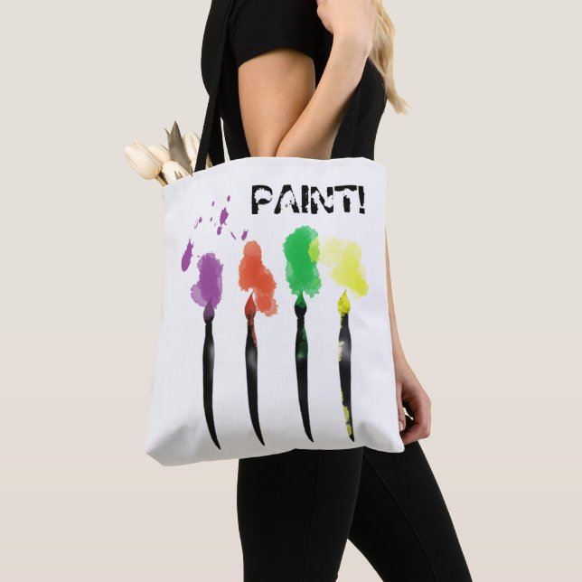 Artist Paint Brushes Tote Bag (Close Up)