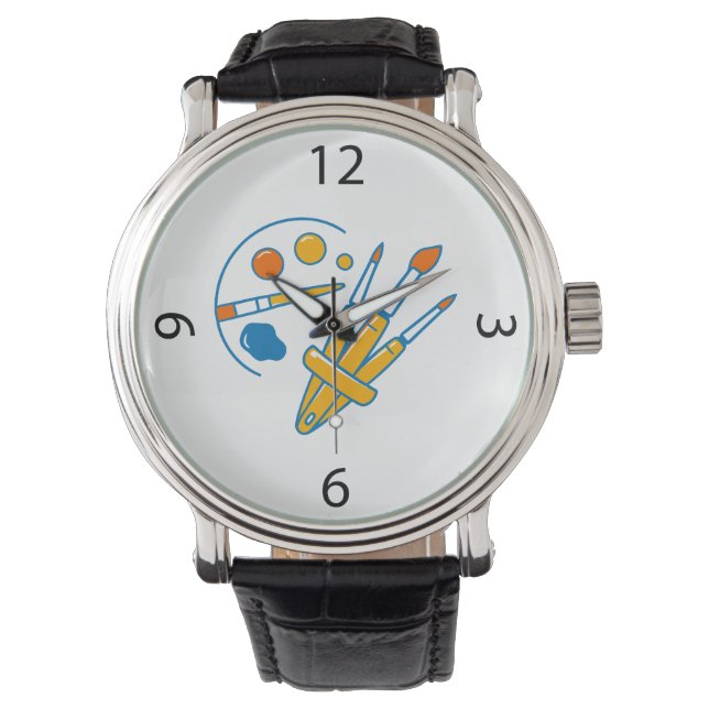 Artist Paint Palette and Brushes Watch (Front)