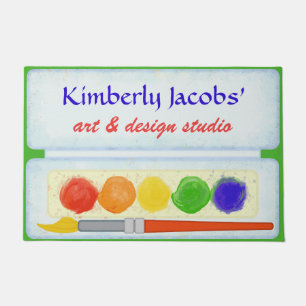 Artist Paint Palette Paintbrush   Custom Studio Doormat