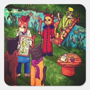Artist Painter Cat Rectangular Sticker