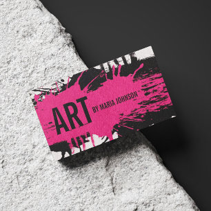 Artist Painter Illustrator Pink & Black Ink Splash Business Card