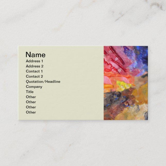 Artist Painter's Palette Colorful Paint  Business Card (Front)