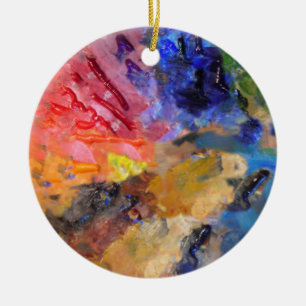 Artist Painter's Palette Colorful Paint Ceramic Ornament