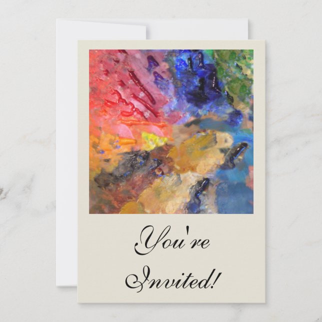 Artist Painter's Palette Colorful Paint  Invitation (Front)