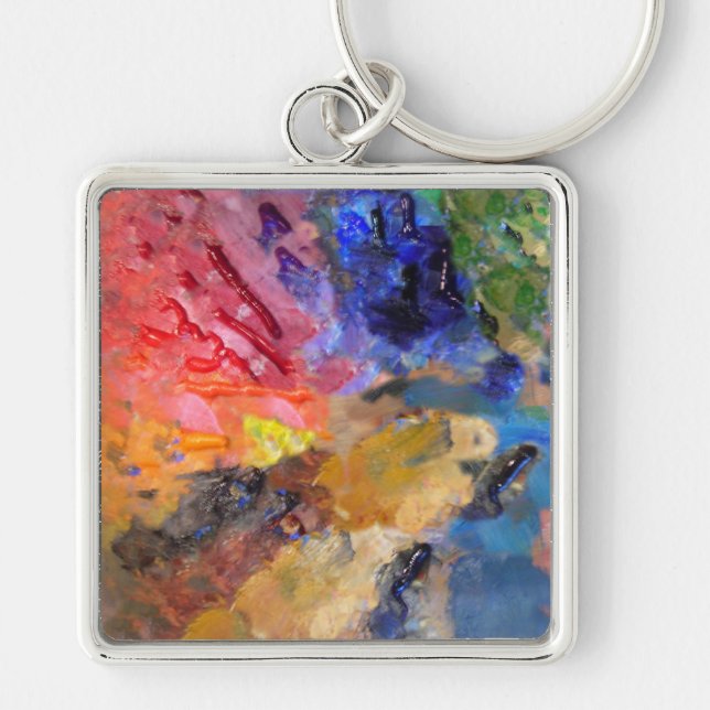 Artist Painter's Palette Colorful Paint  Keychain (Front)