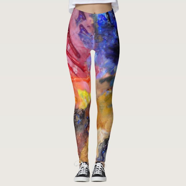 Artist Painter's Palette Colorful Paint  Leggings (Front)