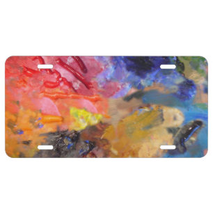 Artist Painter's Palette Colorful Paint License Plate