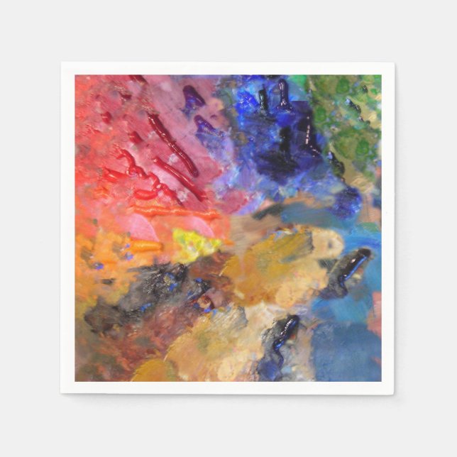 Artist Painter's Palette Colorful Paint  Paper Napkins (Front)
