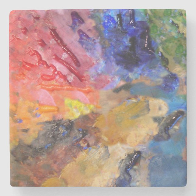Artist Painter's Palette Colorful Paint  Stone Coaster (Front)