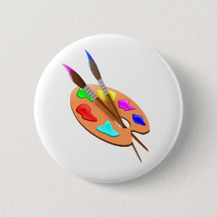 Artist Palette and Brushes Button
