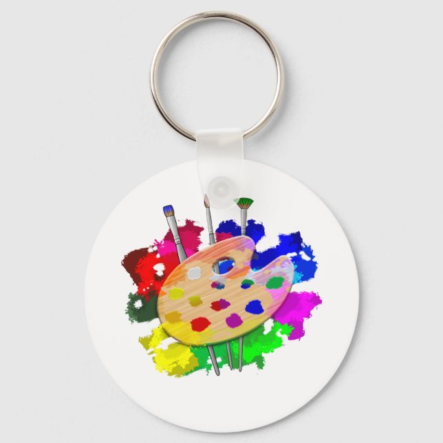 Artist Palette And Brushes Keychain (Front)