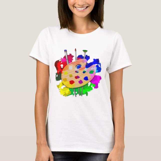 Artist Palette And Brushes T-Shirt (Front)