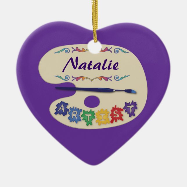 Artist Palette on Purple Ornament (Front)